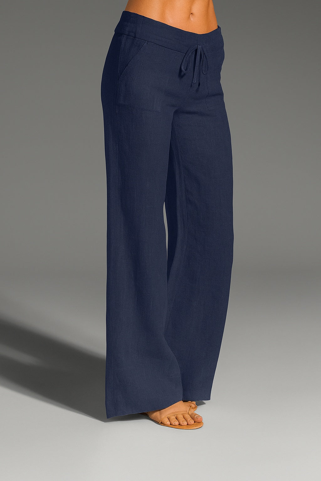 Alba | Pantalón de Lino Palazzo Mujer Cintura Elástica