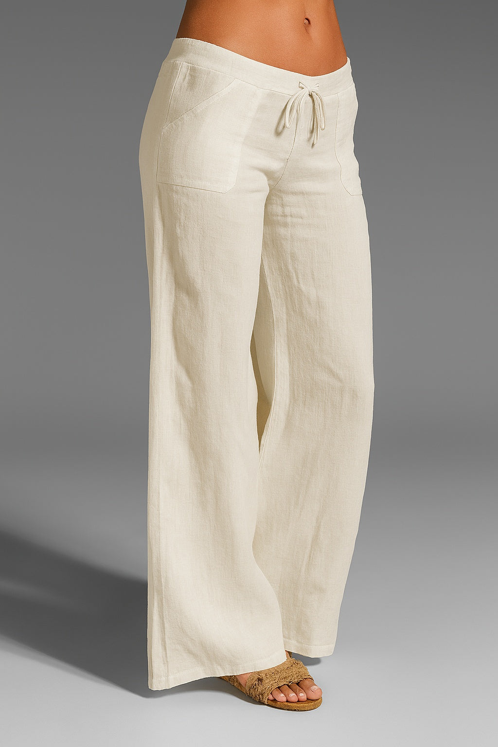 Alba | Pantalón de Lino Palazzo Mujer Cintura Elástica