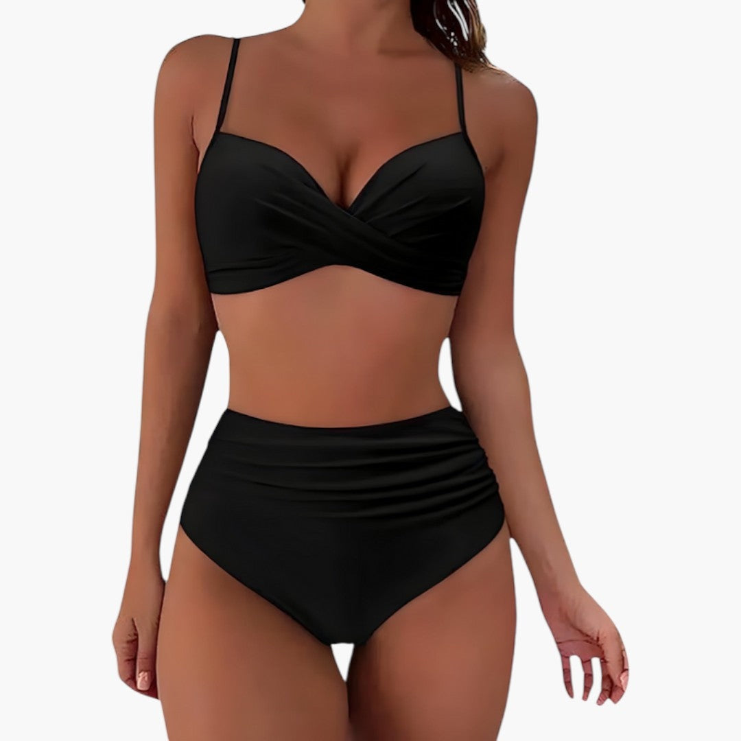 Alicia | Bikini de Cintura Alta con Tirantes Ajustables Mujer Top Cruzado