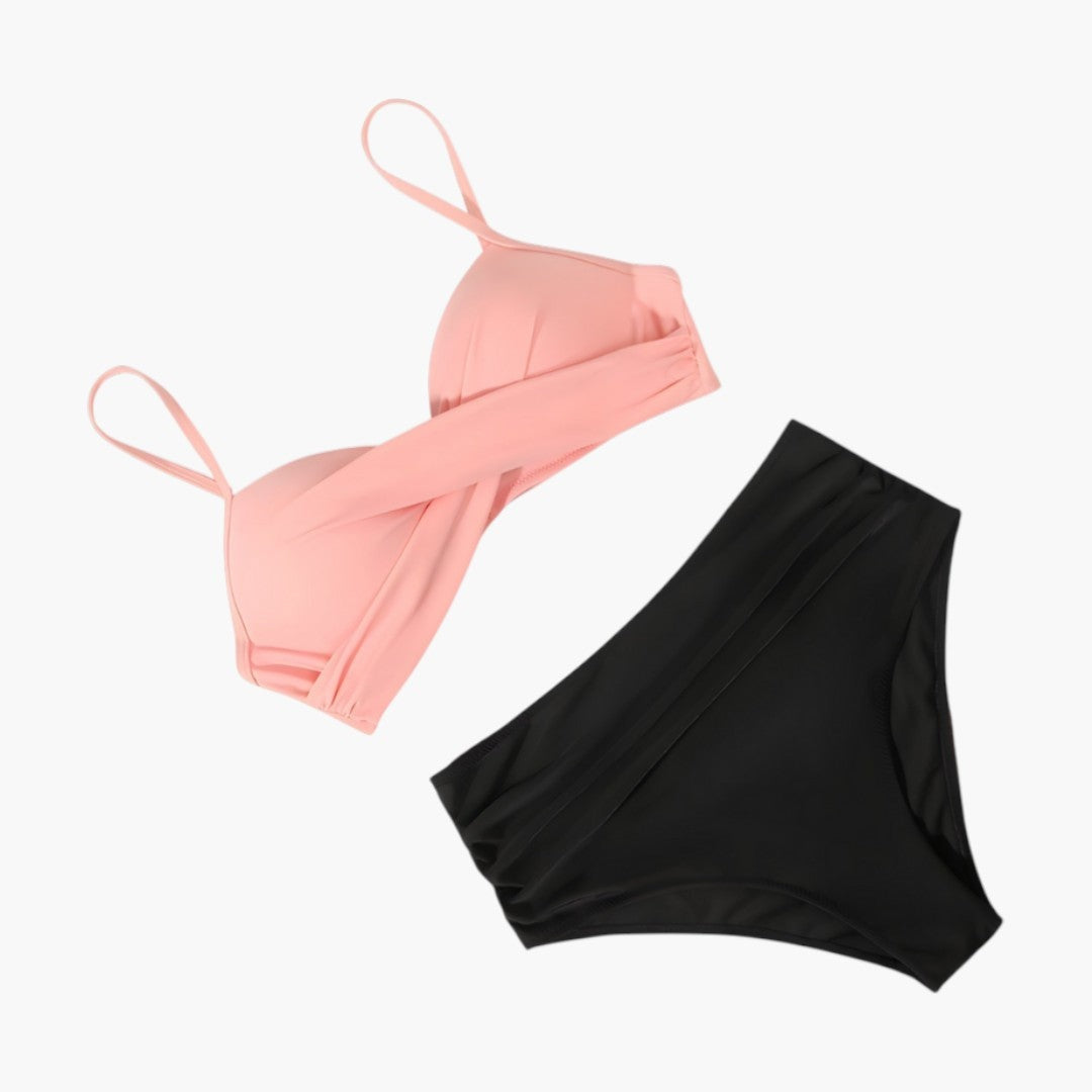 Alicia | Bikini de Cintura Alta con Tirantes Ajustables Mujer Top Cruzado