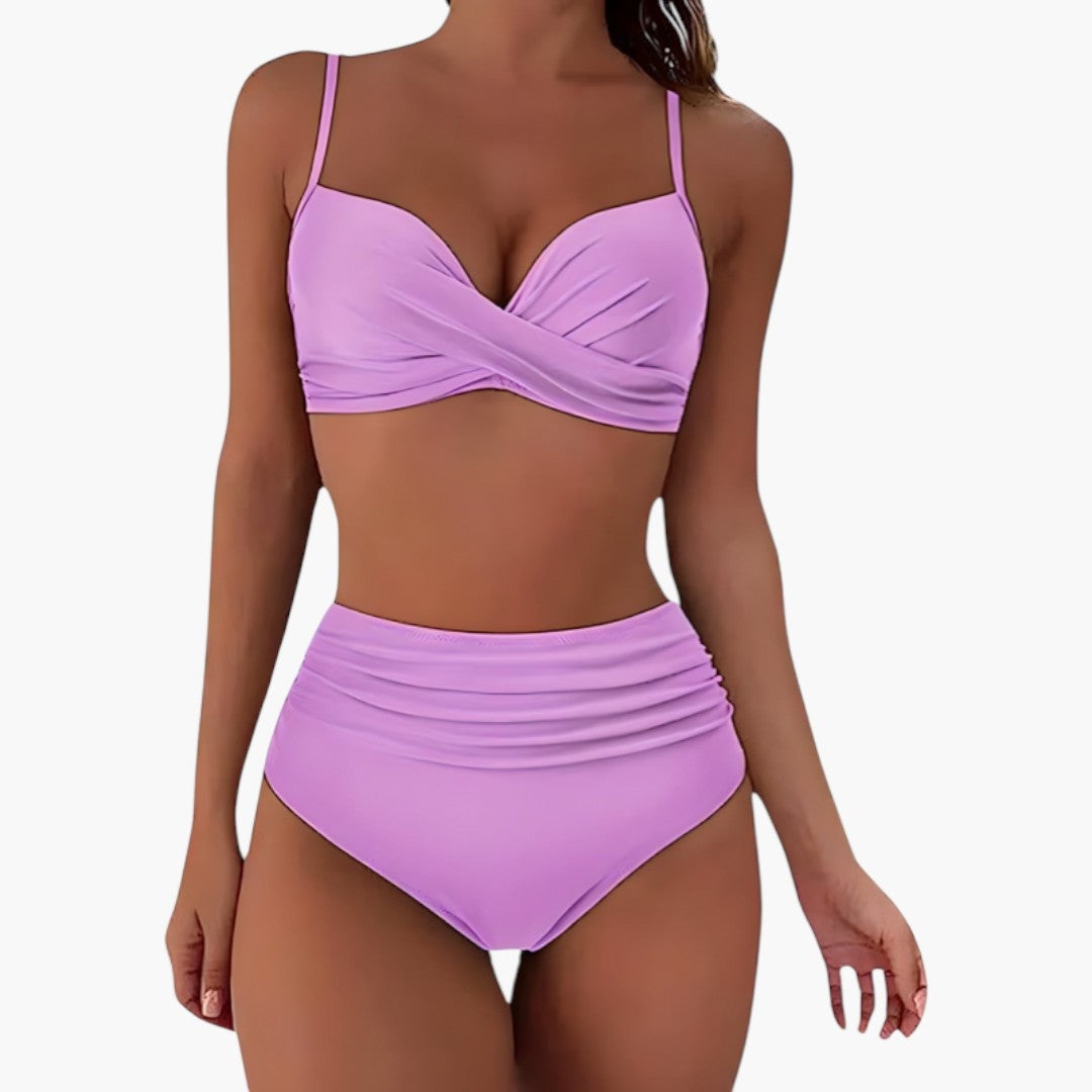 Alicia | Bikini de Cintura Alta con Tirantes Ajustables Mujer Top Cruzado