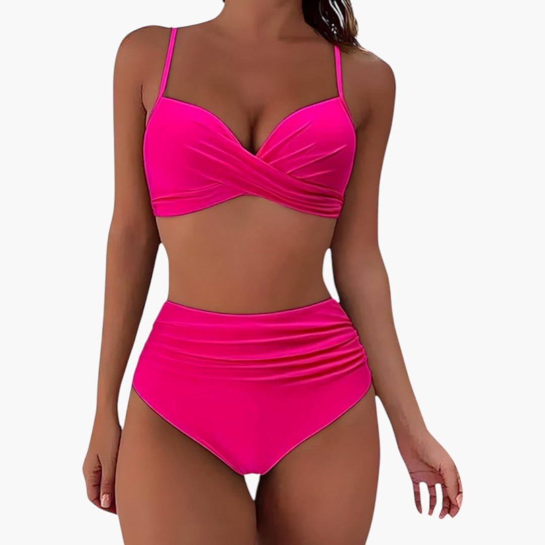 Alicia | Bikini de Cintura Alta con Tirantes Ajustables Mujer Top Cruzado