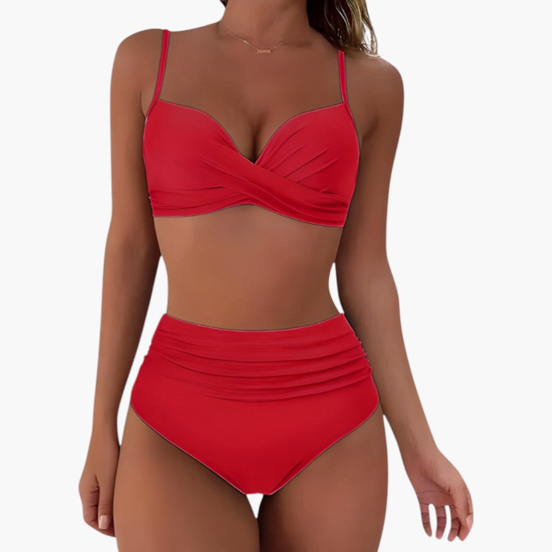 Alicia | Bikini de Cintura Alta con Tirantes Ajustables Mujer Top Cruzado