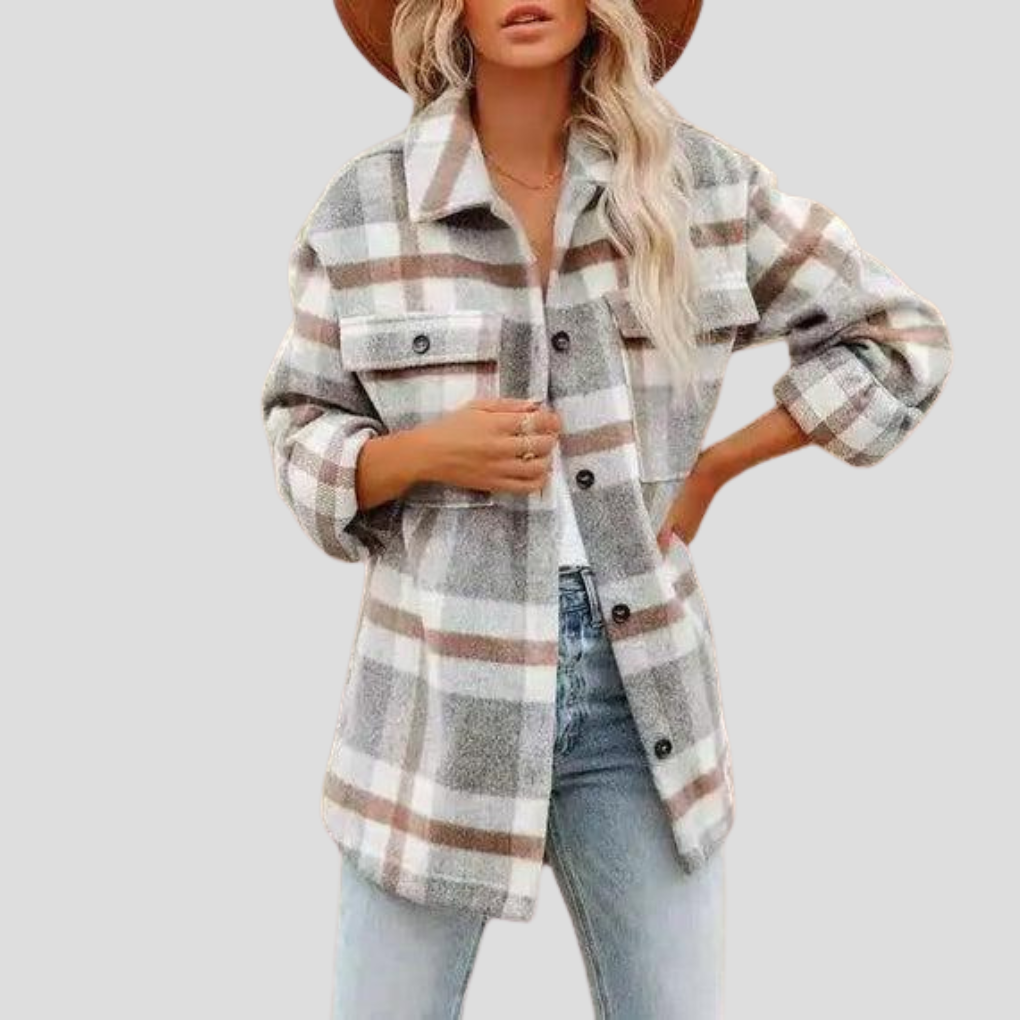 Alma | Camisa de Cuadros Oversize Mujer Manga Larga Bolsillos