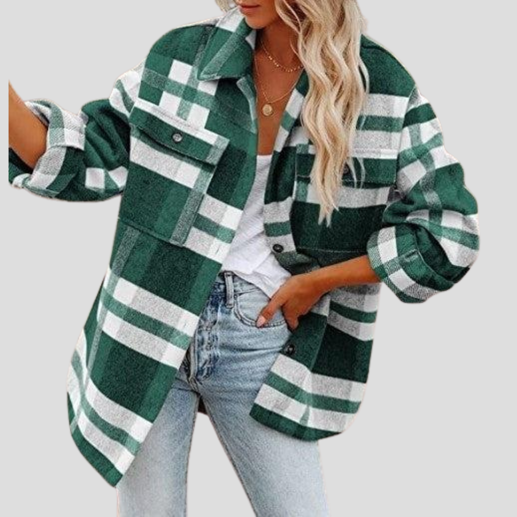 Alma | Camisa de Cuadros Oversize Mujer Manga Larga Bolsillos