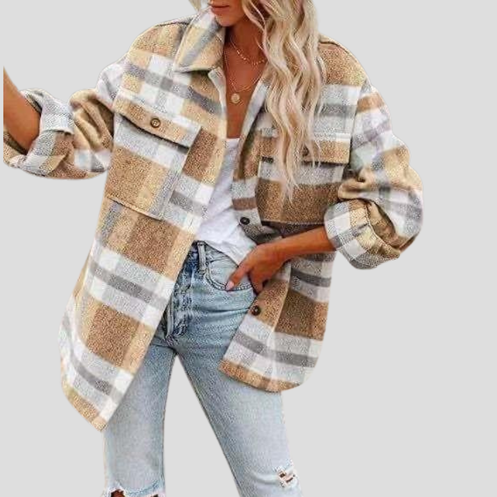 Alma | Camisa de Cuadros Oversize Mujer Manga Larga Bolsillos