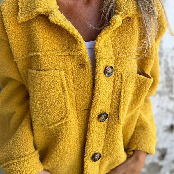 Alma | Chaqueta de Borreguito Corta Mujer Solapa Botones