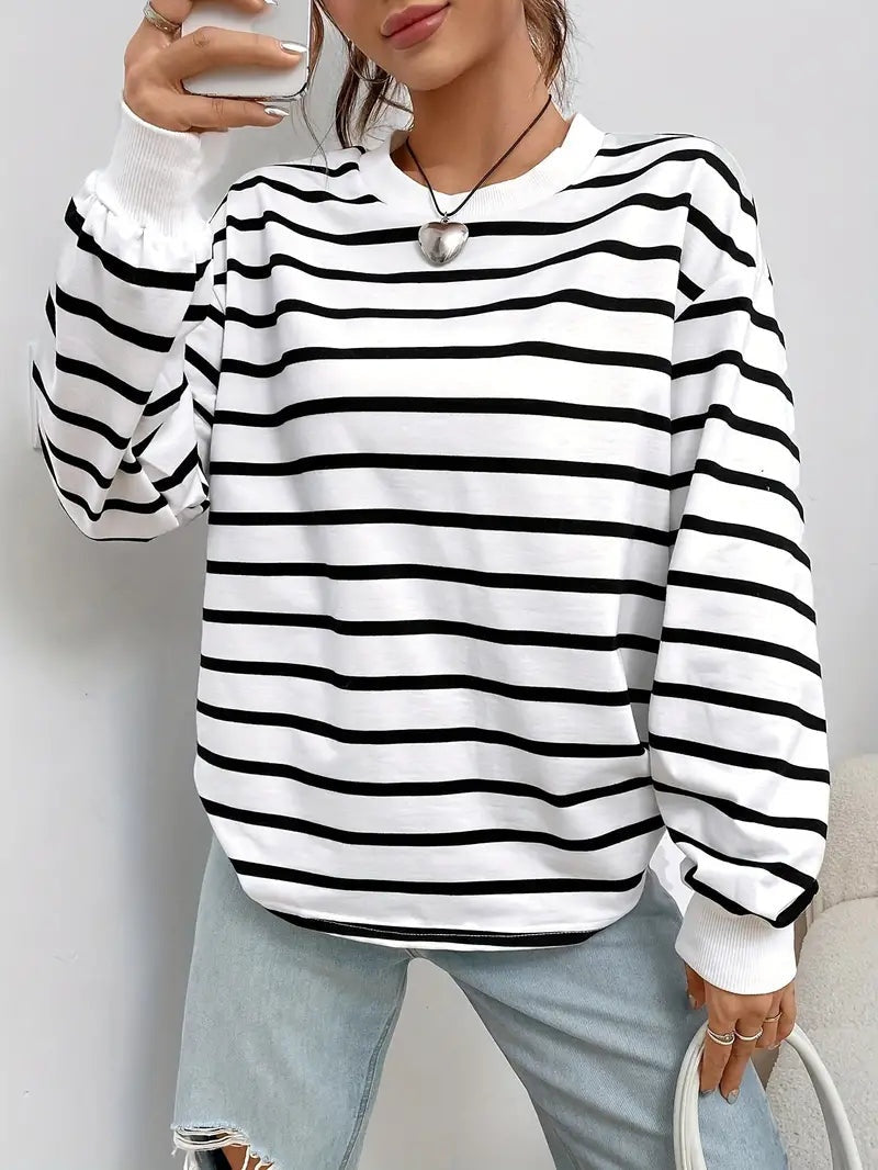 Alma | Sudadera Oversize a Rayas Mujer Sin Capucha
