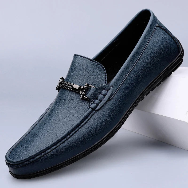 Álvaro | Mocasines de Cuero Hombre Hebilla Metálica
