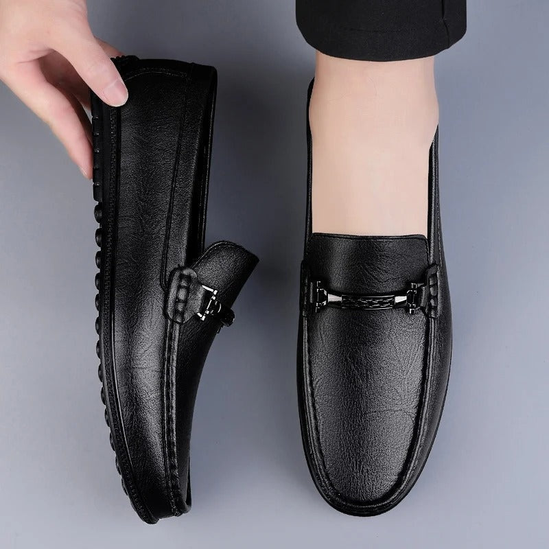 Álvaro | Mocasines de Cuero Hombre Hebilla Metálica