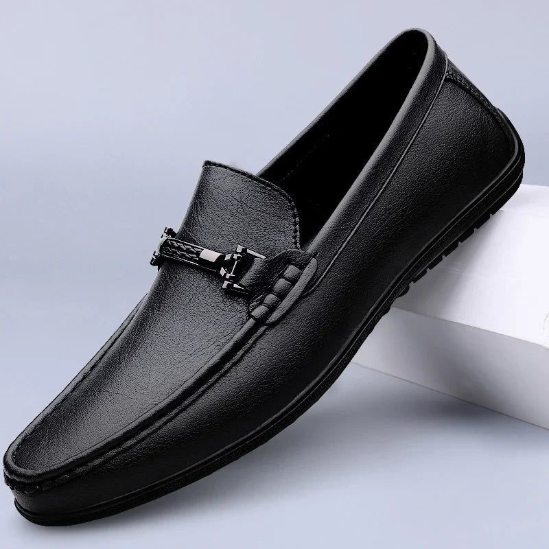 Álvaro | Mocasines de Cuero Hombre Hebilla Metálica