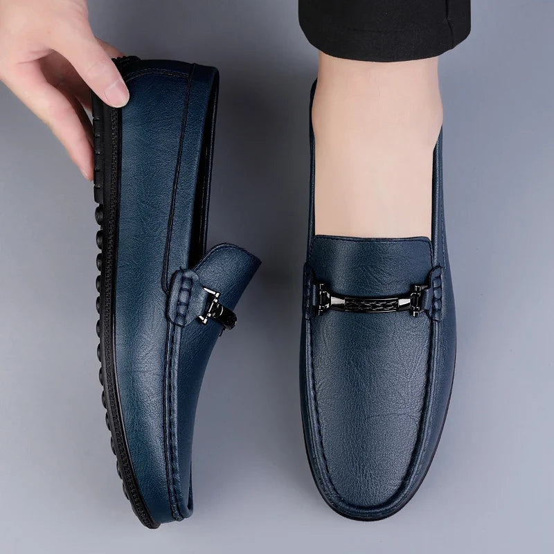 Álvaro | Mocasines de Cuero Hombre Hebilla Metálica