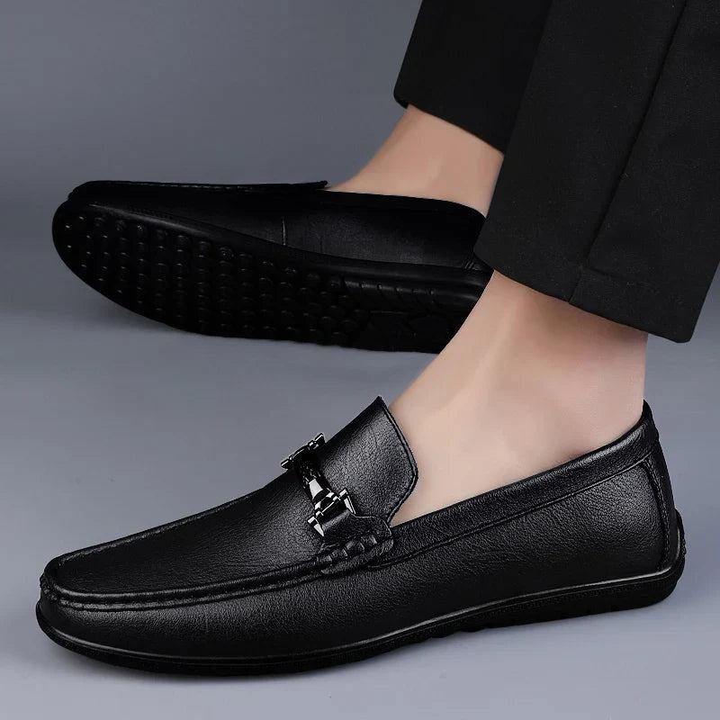 Álvaro | Mocasines de Cuero Hombre Hebilla Metálica