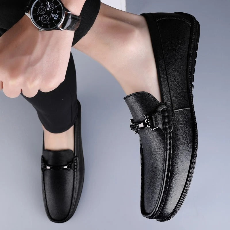 Álvaro | Mocasines de Cuero Hombre Hebilla Metálica