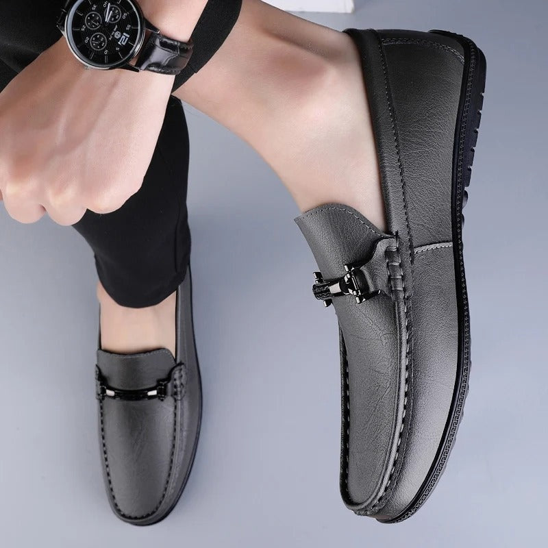 Álvaro | Mocasines de Cuero Hombre Hebilla Metálica