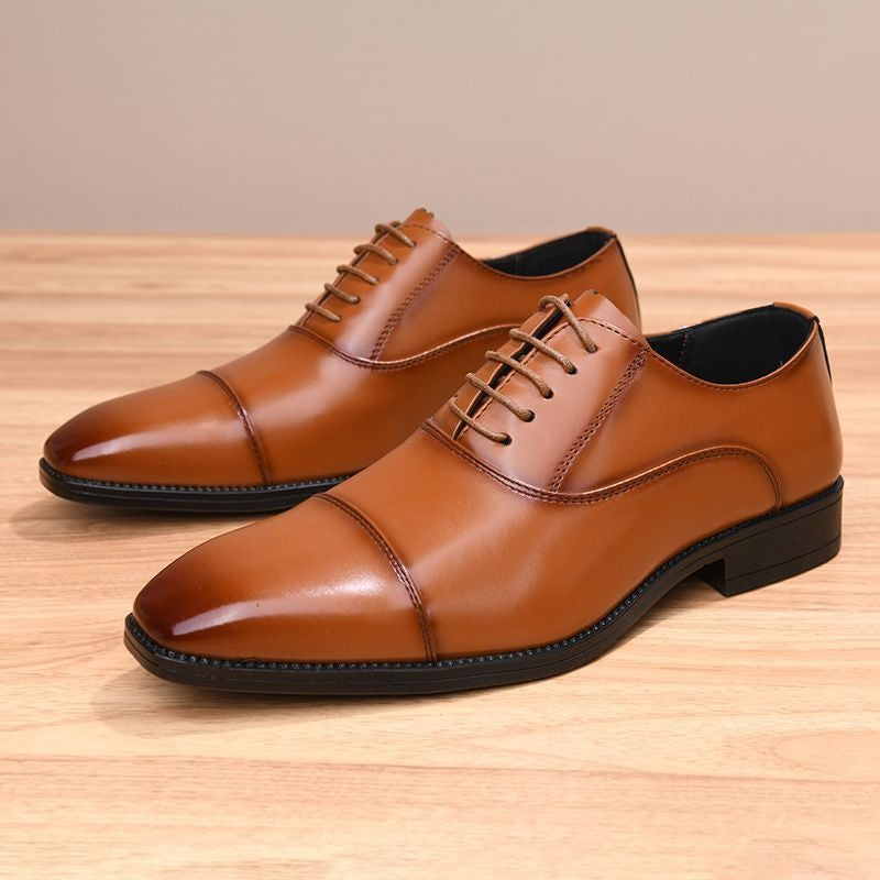 Álvaro | Zapatos Oxford de Cuero Hombre Cordones Punta Cuadrada