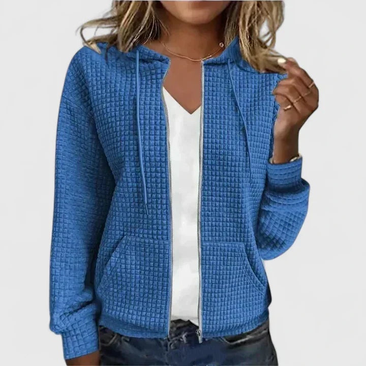 Amparo | Jersey de Punto con Capucha y Cremallera Mujer Textura Waffle
