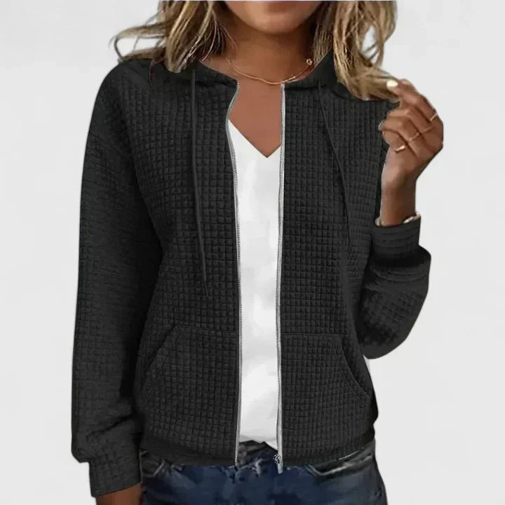 Amparo | Jersey de Punto con Capucha y Cremallera Mujer Textura Waffle