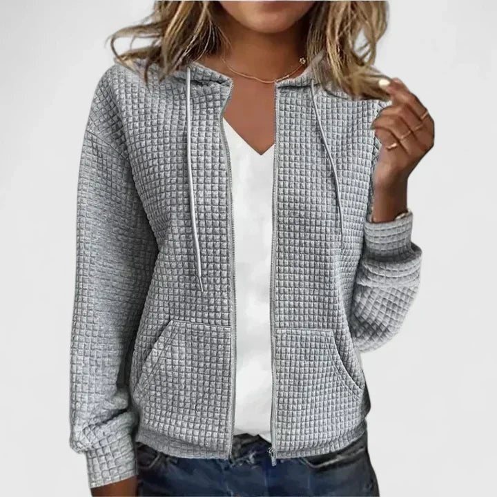 Amparo | Jersey de Punto con Capucha y Cremallera Mujer Textura Waffle
