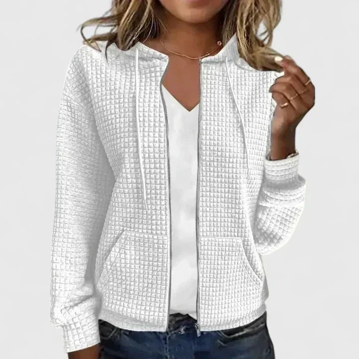 Amparo | Jersey de Punto con Capucha y Cremallera Mujer Textura Waffle