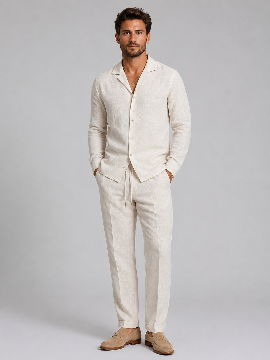 Andrés | Conjunto de Lino Hombre Camisa y Pantalón de Lino Hombre