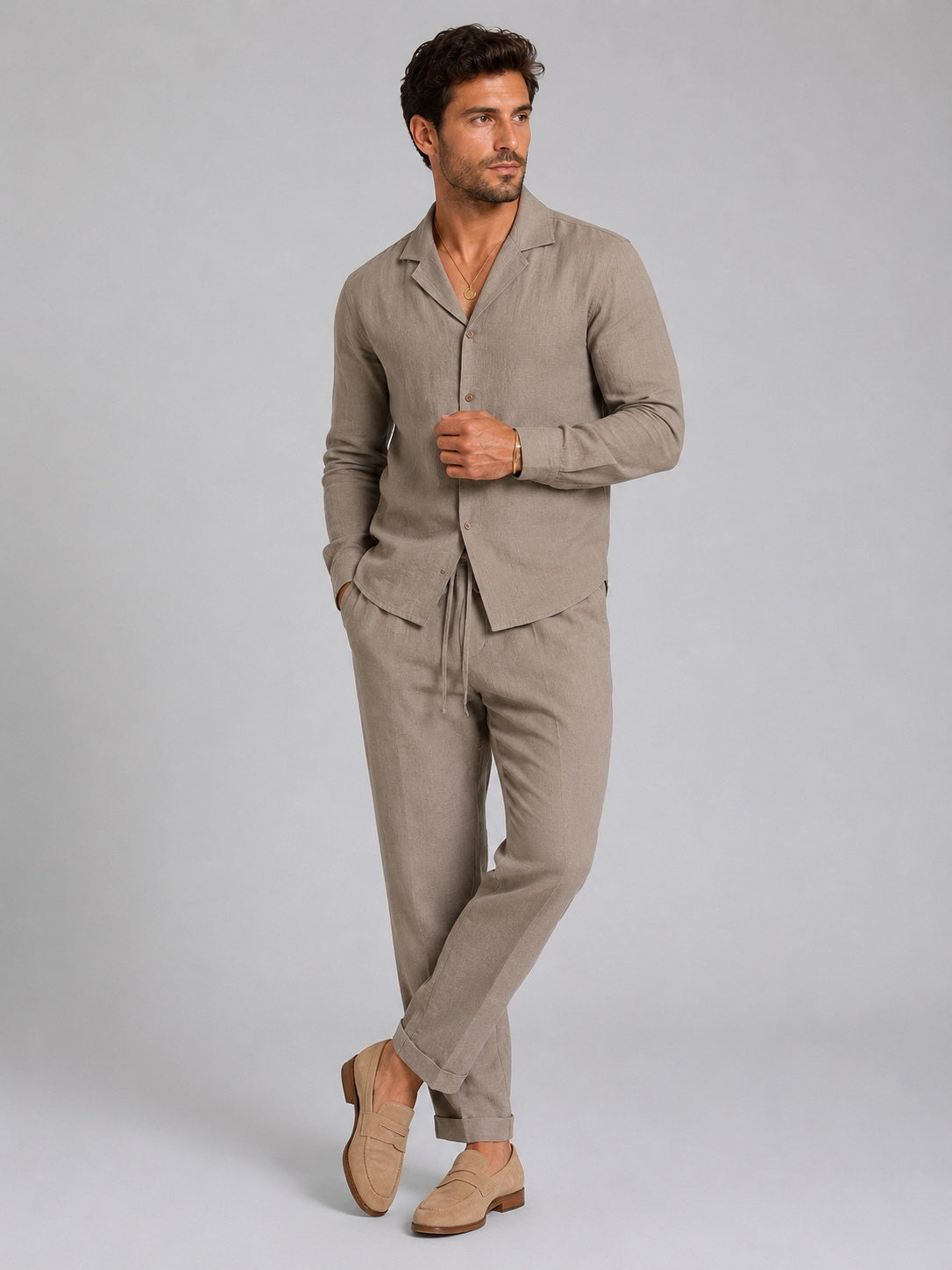 Andrés | Conjunto de Lino Hombre Camisa y Pantalón de Lino Hombre