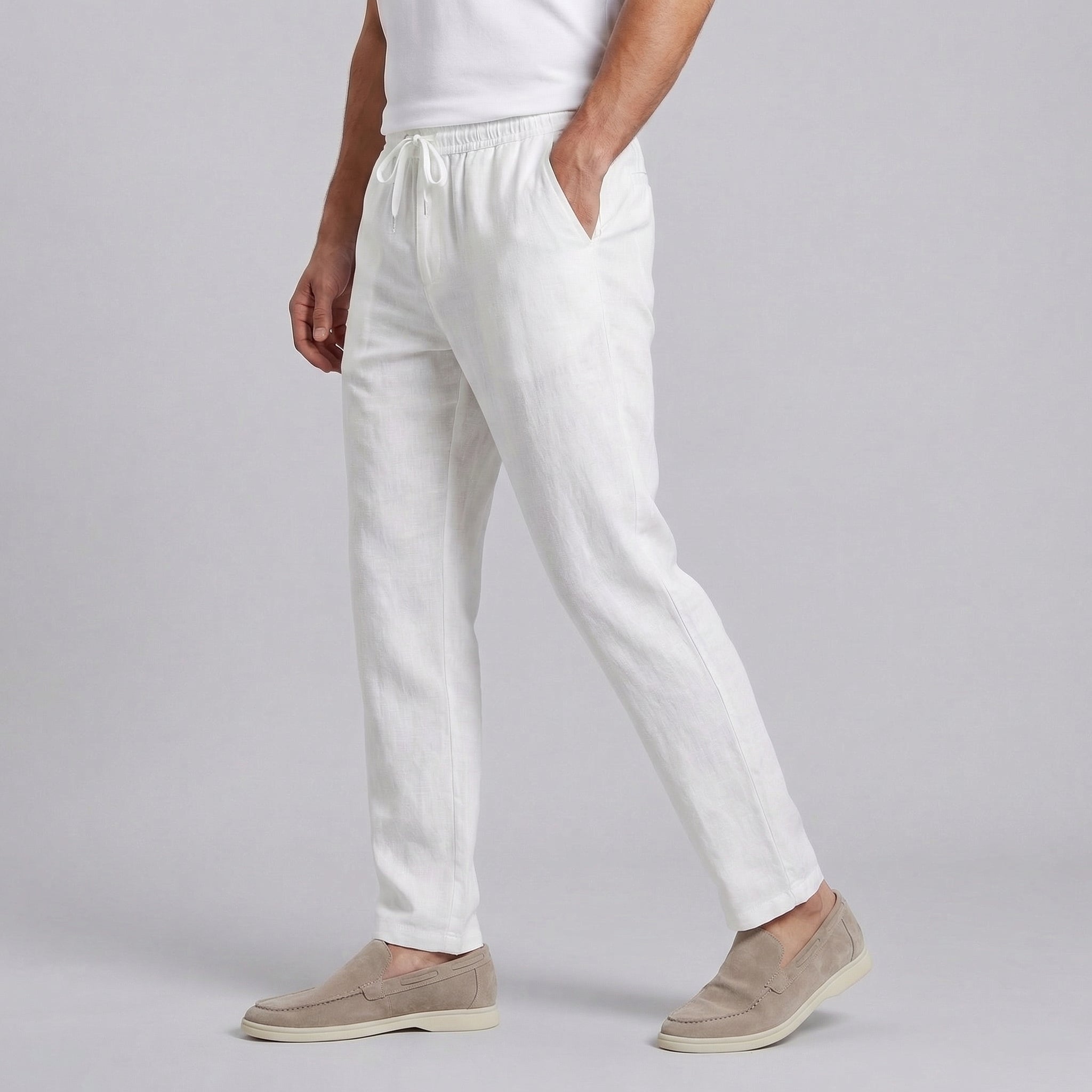 Andrés | Pantalón de Lino con Cordón Hombre Corte Recto
