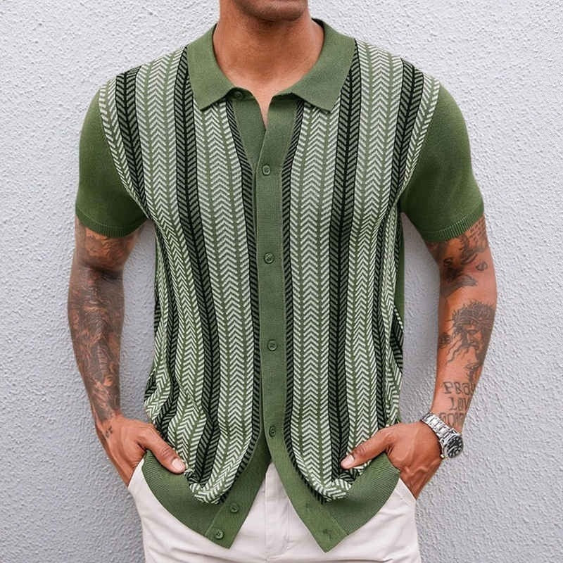 Andrés | Polo de Punto Estampado Hombre Botones Completo