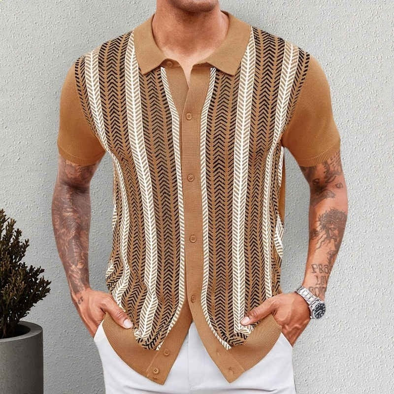 Andrés | Polo de Punto Estampado Hombre Botones Completo