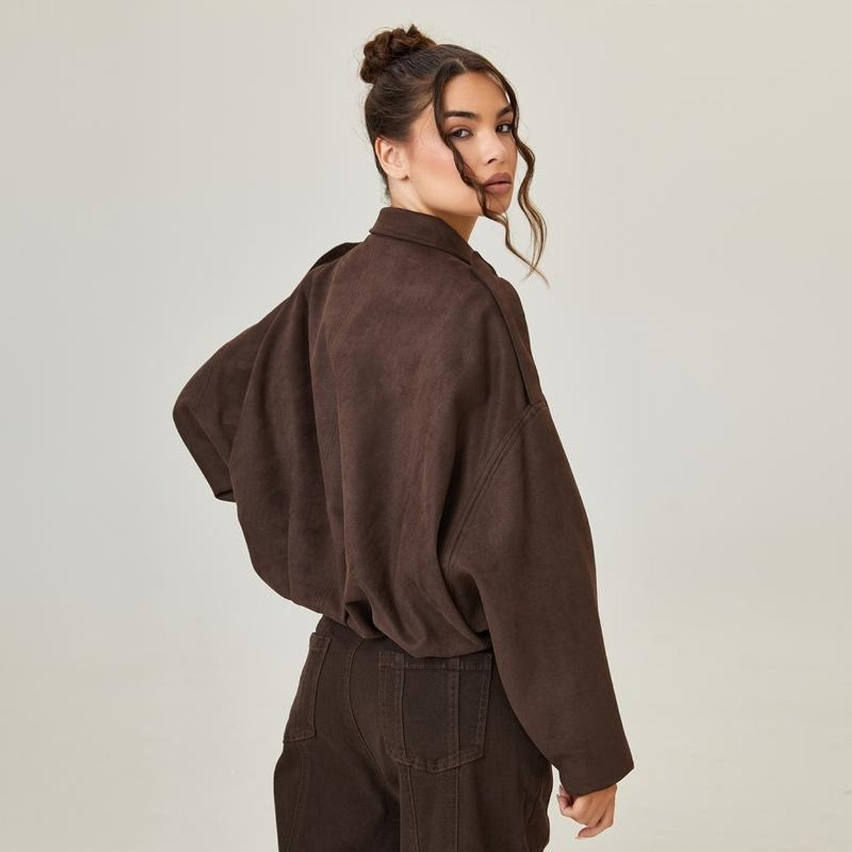 Ariadna | Chaqueta de Ante Mujer Oversize Bomber Manga Larga