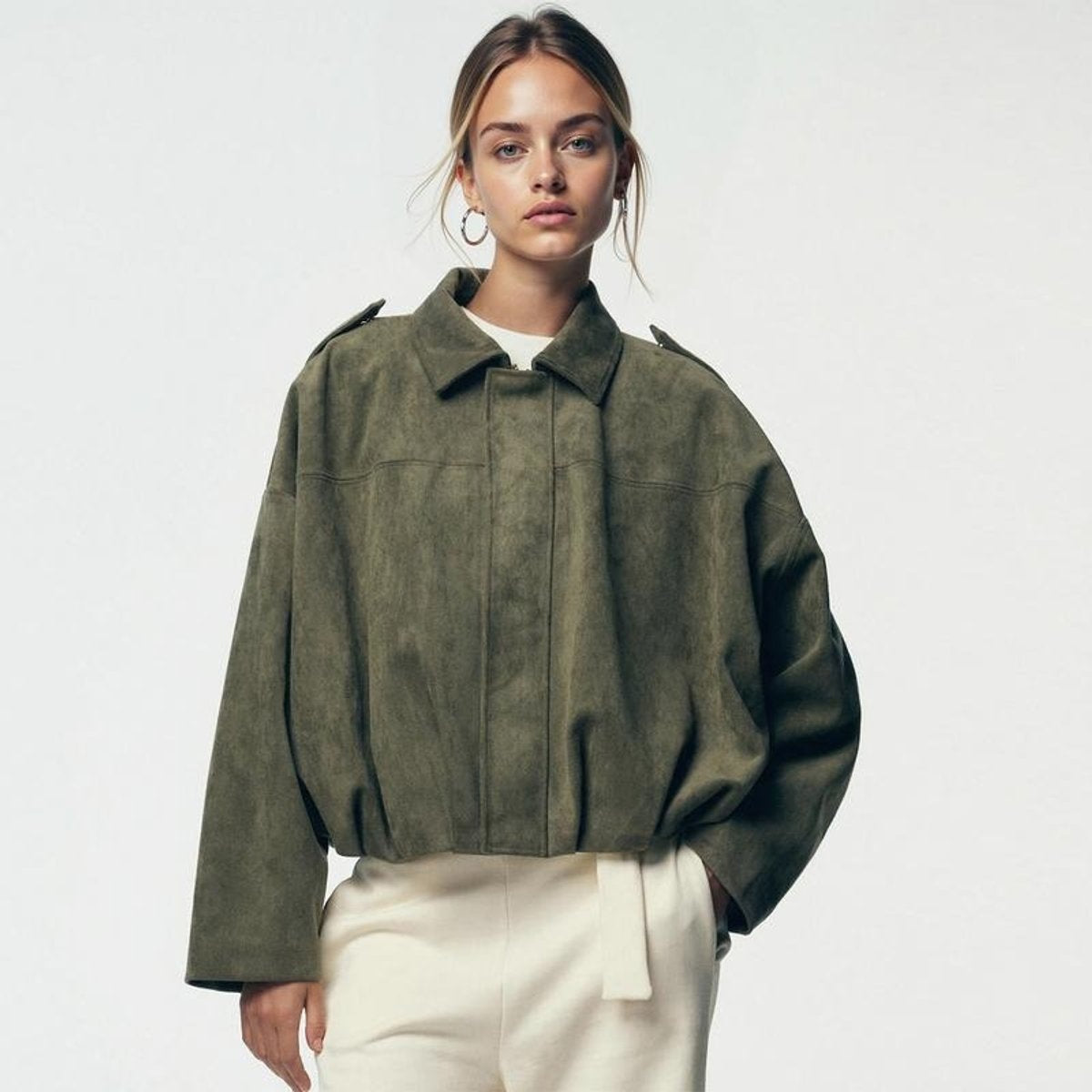 Ariadna | Chaqueta de Ante Mujer Oversize Bomber Manga Larga