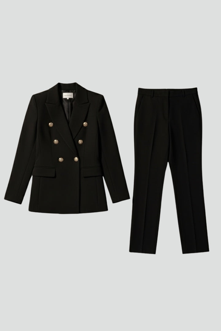 Ariadna | Conjunto de Blazer Cruzado con Botones Mujer Pantalón Ajustado
