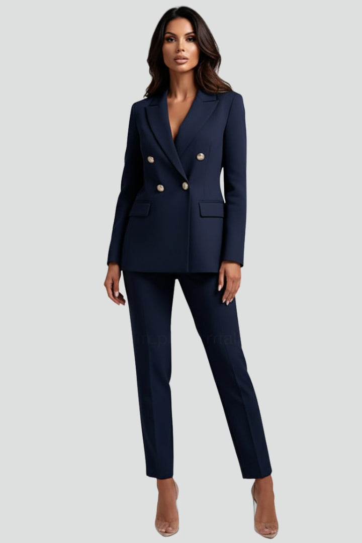 Ariadna | Conjunto de Blazer Cruzado con Botones Mujer Pantalón Ajustado