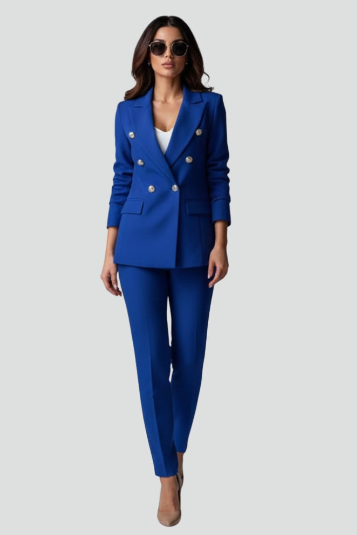 Ariadna | Conjunto de Blazer Cruzado con Botones Mujer Pantalón Ajustado