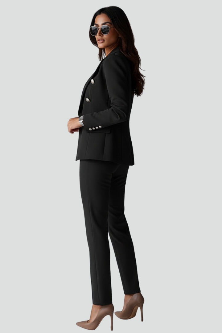 Ariadna | Conjunto de Blazer Cruzado con Botones Mujer Pantalón Ajustado