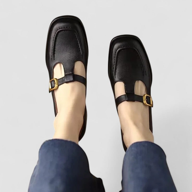 Ariadna | Mary Jane Shoes de Piel Mujer Hebilla Punta Cuadrada
