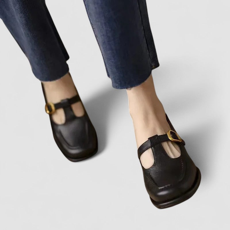 Ariadna | Mary Jane Shoes de Piel Mujer Hebilla Punta Cuadrada