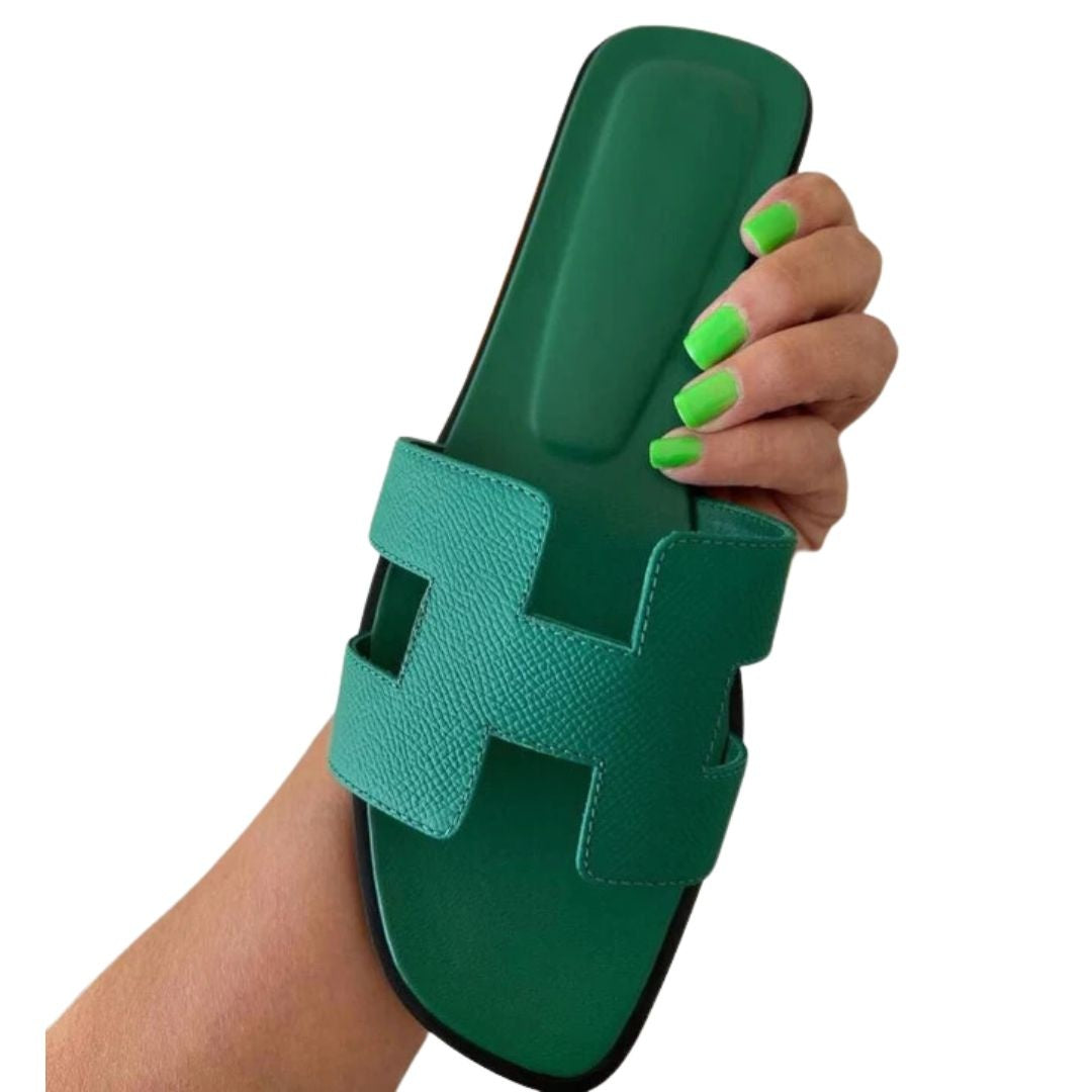Ariadna | Mules Planas Mujer Punta Abierta Corte H
