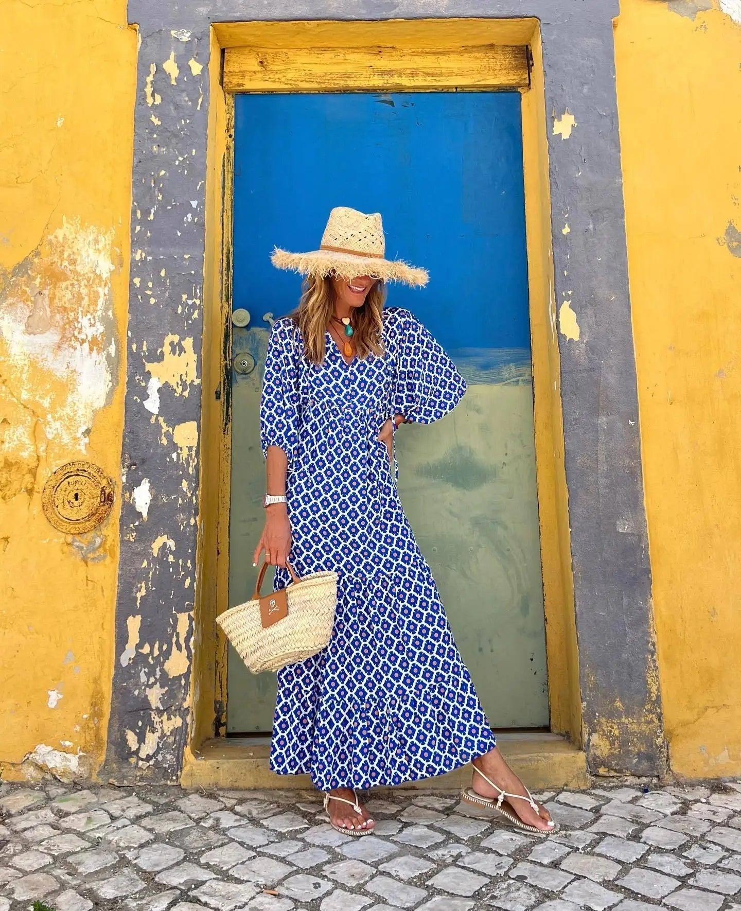 Ariadna | Vestido Floral Mujer Escote V Manga Abullonada
