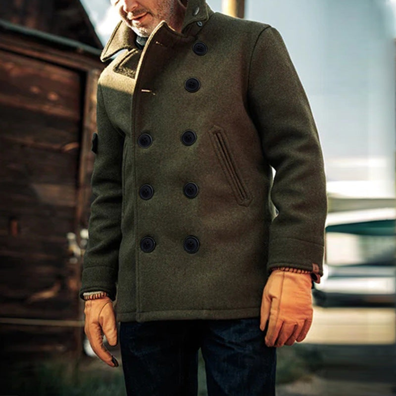 Arnau | Abrigo de Paño Hombre Doble Botonadura Peacoat Cuello Alto