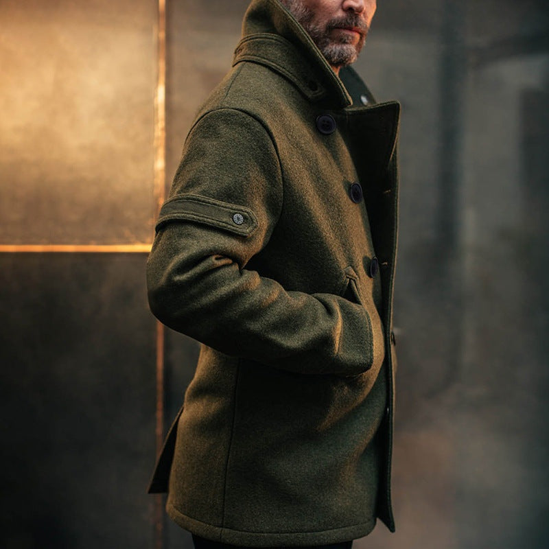 Arnau | Abrigo de Paño Hombre Doble Botonadura Peacoat Cuello Alto