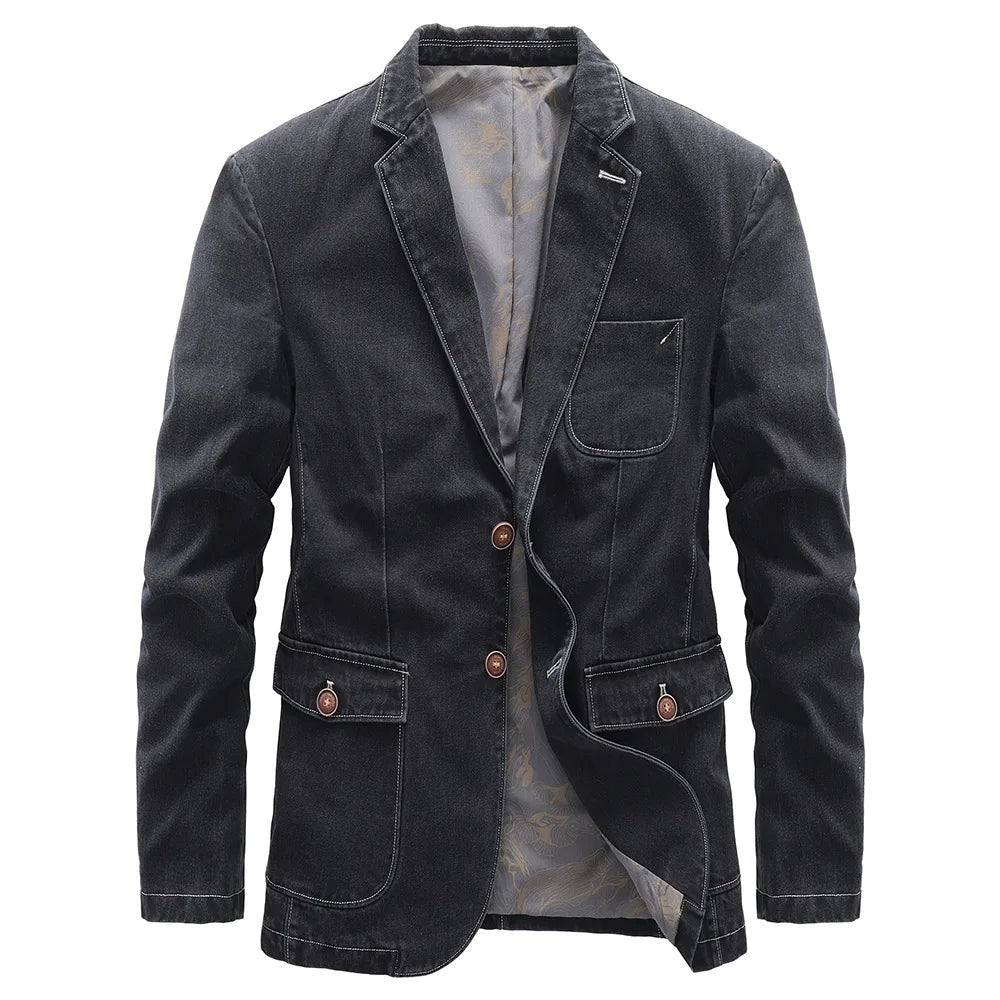 Arturo | Chaqueta Vaquera de Denim Hombre Blazer Cuello Solapa