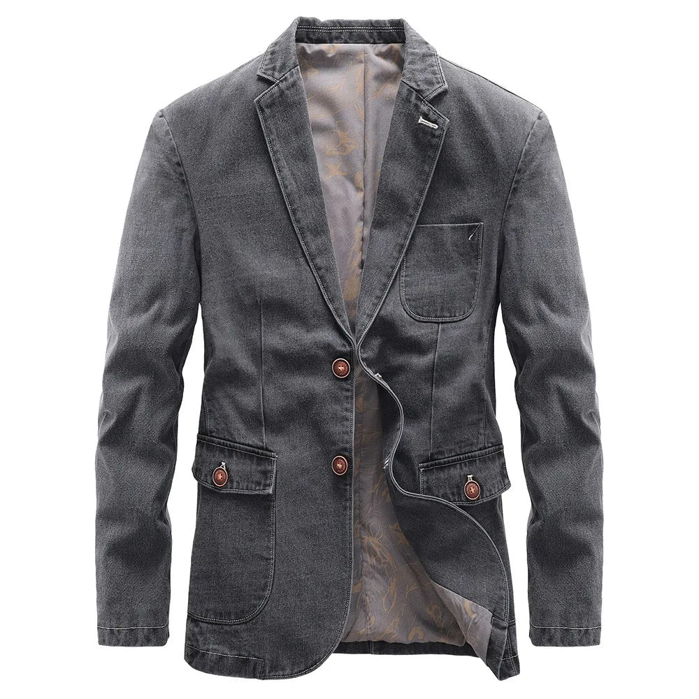 Arturo | Chaqueta Vaquera de Denim Hombre Blazer Cuello Solapa