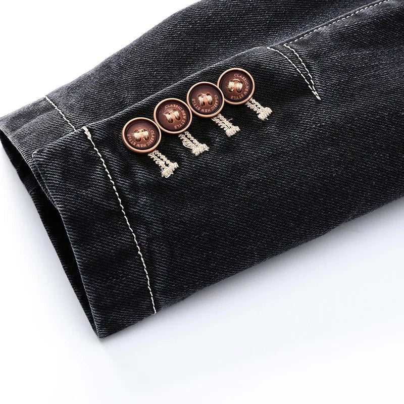 Arturo | Chaqueta Vaquera de Denim Hombre Blazer Cuello Solapa