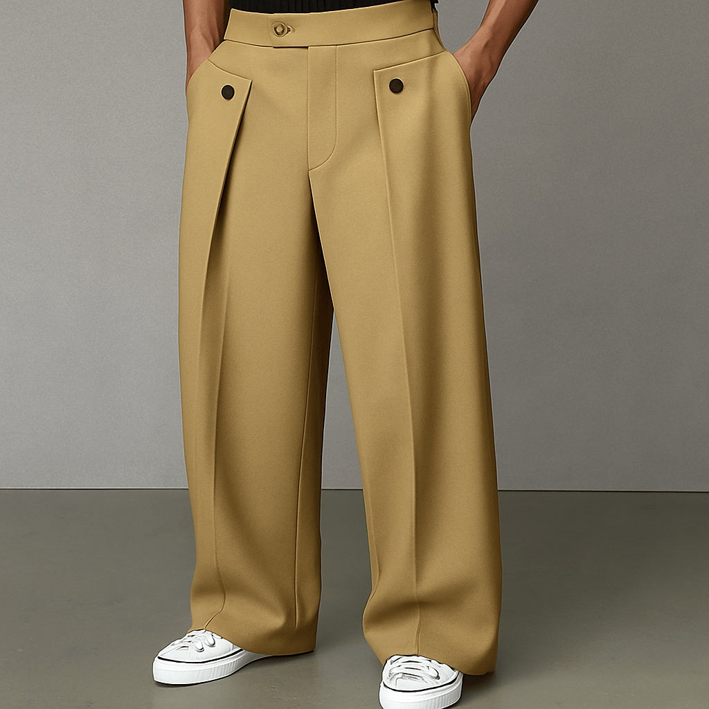 Arturo | Pantalón de Pinzas Pierna Ancha Hombre Bolsillos Laterales