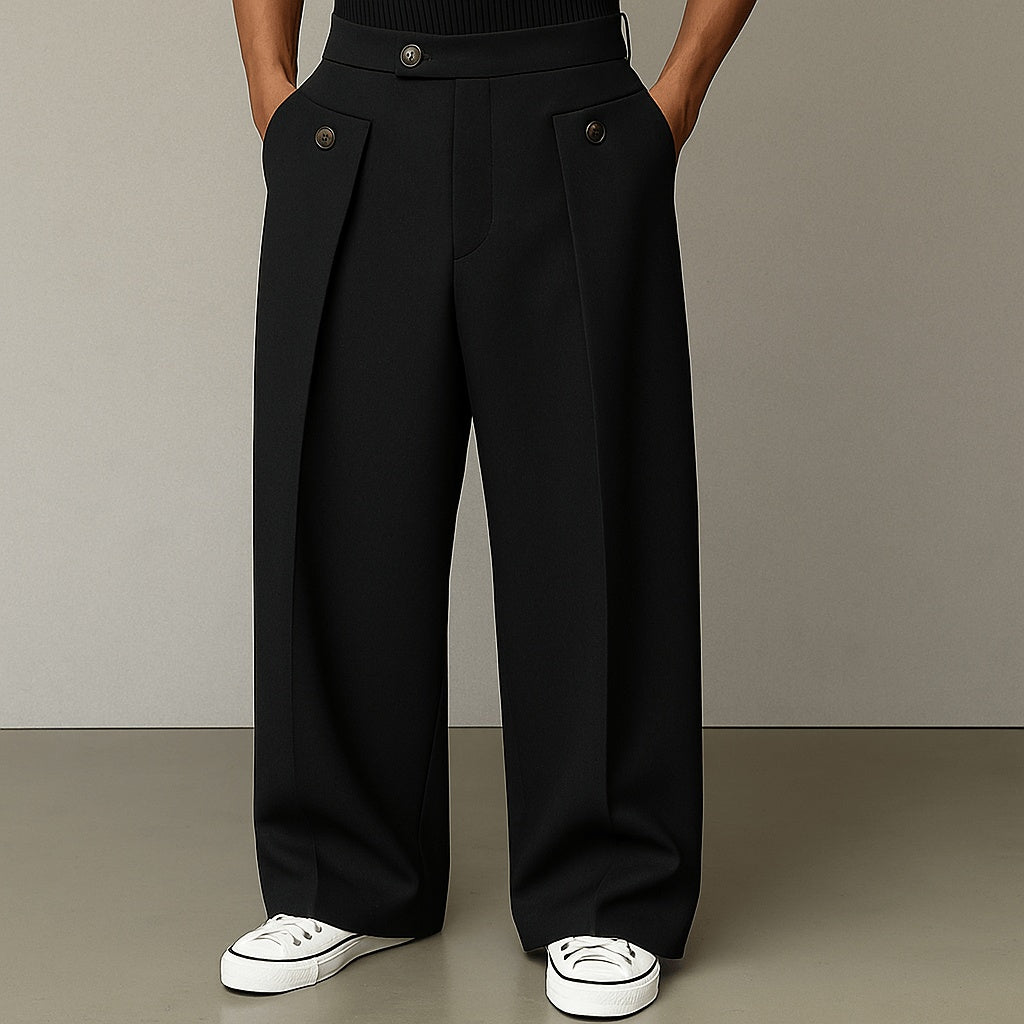 Arturo | Pantalón de Pinzas Pierna Ancha Hombre Bolsillos Laterales