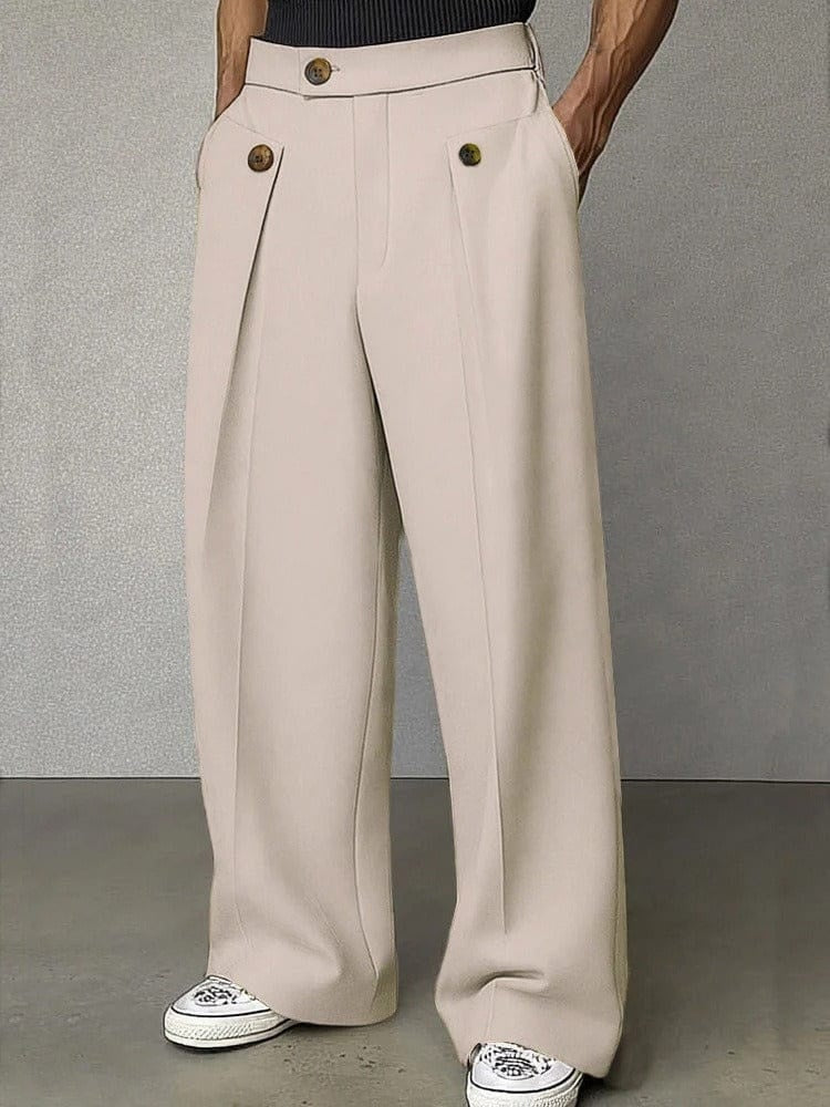 Arturo | Pantalón de Pinzas Pierna Ancha Hombre Bolsillos Laterales