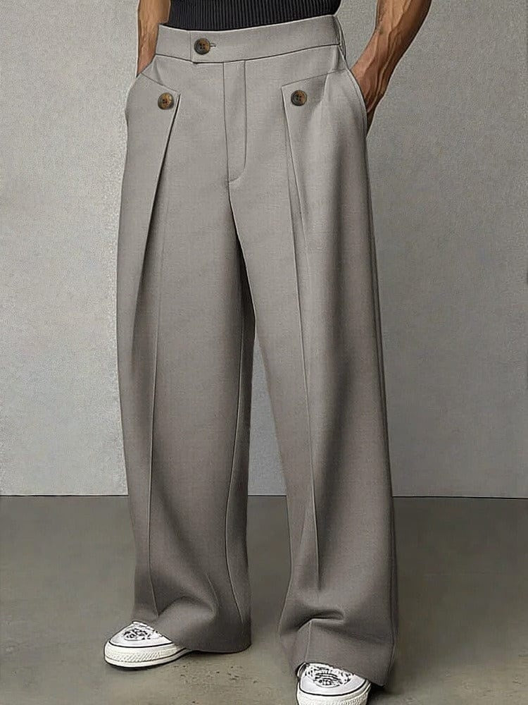 Arturo | Pantalón de Pinzas Pierna Ancha Hombre Bolsillos Laterales