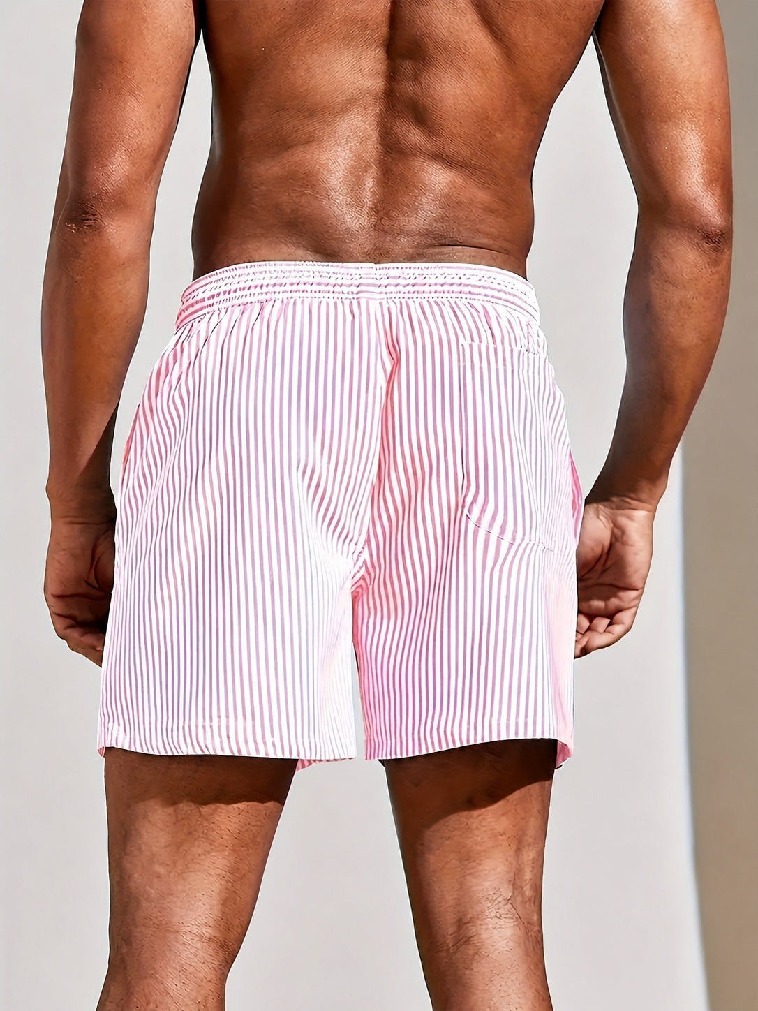 Bañador Corto de Rayas Hombre Cordón Ajustable