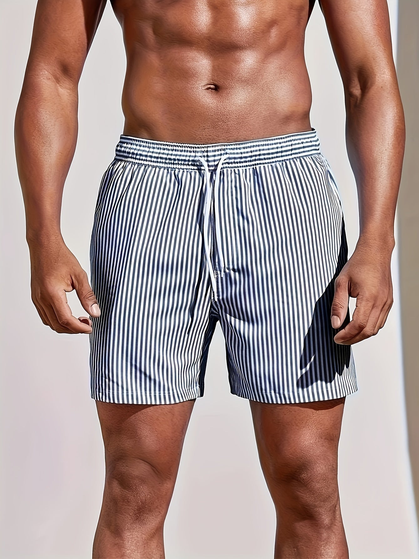 Bañador Corto Estampado Geométrico Hombre Cordón Ajustable
